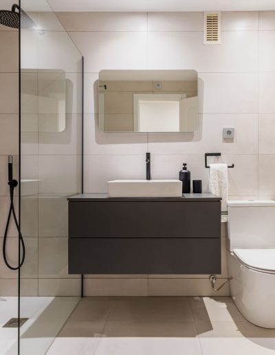 After: modern bathroom vanity and shower