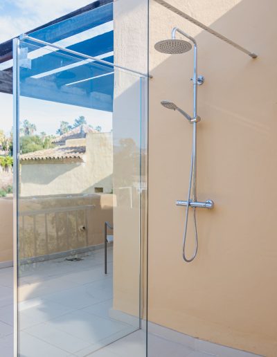 After: terrace shower with glass screen
