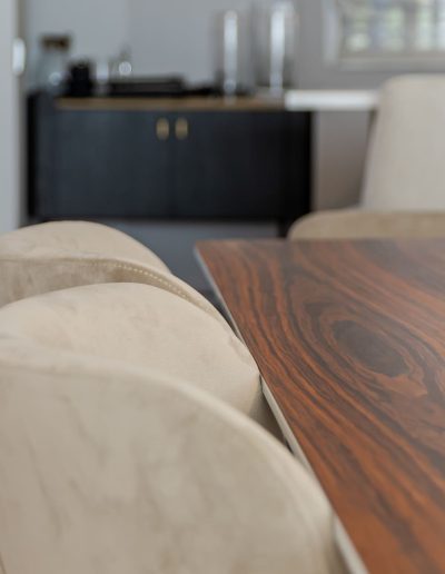 After: dining chairs with wood table detail