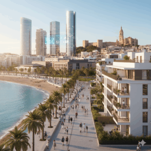 Malaga waterfront and skyline